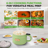 1.6L Portable Electric Rice Cooker, Multi-Functional With Non-Stick Ceramic Coating, Digital Control Panel, 6 Optional Functions, Anti-Burn Dry, Automatic Power-Off (Green)