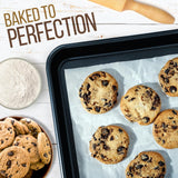 2-Pc. Nonstick Cookie Sheet Baking Pan - Professional Quality Kitchen Cooking Non-Stick Bake Trays With Blue Diamond Coating Inside & Outside