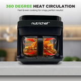5.5 Liter Air Fryer - 5.8Qt Customized Digital Display Electric Oil Free Cooker With Transparent Window (Black)