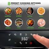 5.5 Liter Air Fryer - 5.8Qt Customized Digital Display Electric Oil Free Cooker With Transparent Window (Black)