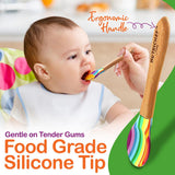 Rainbow Three Compartment Round Plate With Silicone Suction And Spoon For Baby And Toddlers