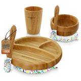 Sparkle Bamboo Dinnerware Set With Silicone Suction For Kids