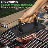 Cast Iron Grill Press - Heavy-Duty Bacon Grill Press With Silicone Handle