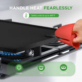 Kitchen Flat Grill Plate Pan - Reversible Cast Iron Griddle / Grilling Pan With Heat-Resistant Oven Grab Mitt