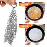 Stainless Steel Cast Iron Cleaner - Pan-Pot Dutch Oven Cleaning Tool, Metal Scraper Removes Stuck On Food