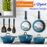 Kitchenware Pots & Pans Set - Stylish Kitchen Cookware With Elegant Diamond Pattern, Non-Stick (11-Piece Set)