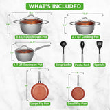 Kitchenware Pots & Pans Set - Stylish Kitchen Cookware With Elegant Diamond Pattern, Non-Stick (11-Piece Set)