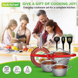 Kitchenware Pots & Pans Set - Stylish Kitchen Cookware With Elegant Diamond Pattern, Non-Stick (11-Piece Set)