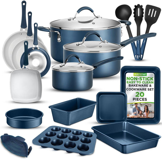 Kitchenware Pots & Pans Set – High-Qualified Basic Kitchen Cookware Set, Non-Stick (20-Piece Set)