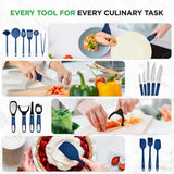 54 Pcs. Home Kitchen Cookware, Kitchen Tools, And Bakeware Set - High-Quality Ceramic Kitchenware Pots And Pans (Blue Gray)