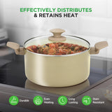 54 Pcs. Home Kitchen Cookware, Kitchen Tools, And Bakeware Set - High-Quality Ceramic Kitchenware Pots And Pans (Taupe Brown)