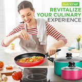 Kitchenware Pots & Pans Set - Colorful Kitchen Cookware, Black Non-Stick Coating Inside, Heat Resistant Lacquer And Mixed Colors Outside (15-Piece Set)
