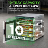 10 Shelf Stainless Steel Trays With Digital Timer And Temperature Control, 900 Watts