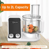 Multifunction Food Processor - Ultra Quiet Powerful Motor, Includes 6 Attachment Blades, Up To 2L Capacity