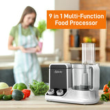 Multifunction Food Processor - Ultra Quiet Powerful Motor, Includes 6 Attachment Blades, Up To 2L Capacity