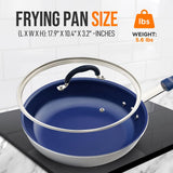 10'' Medium Fry Pan With Lid - Non-Stick Pan With Silicone Handle, Ceramic Coating Inside