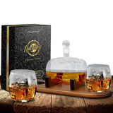 Home Bar Whiskey Decanter - Wine & Whiskey Glass Decanter Aerator Set With Whiskey Glasses, Elegant Decanter Design