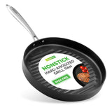 12’’ Hard-Anodized Nonstick Grill - Dishwasher Safe Nonstick Grill Pan