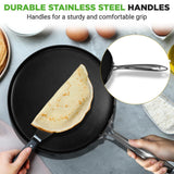 12’’ Hard-Anodized Nonstick Crepe Pan - Dishwasher Safe Nonstick Round Crepe Pan