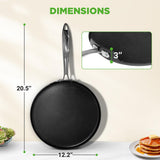 12’’ Hard-Anodized Nonstick Crepe Pan - Dishwasher Safe Nonstick Round Crepe Pan