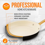 10'' Medium Fry Pan - Non-Stick Pan With Silicone Handle, Interior Non-Stick Ceramic Coating And Polyester Coating Outside