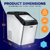 Countertop Ice Maker Machine - Electric Ice Maker Countertop With Ice Scoop And Basket, Includes Rear-Mounted Hose Drainage