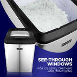 Countertop Ice Maker Machine - Electric Ice Maker Countertop With Ice Scoop And Basket, Includes Rear-Mounted Hose Drainage
