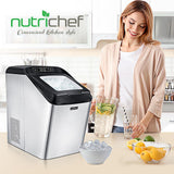 Countertop Ice Maker Machine - Electric Ice Maker Countertop With Ice Scoop And Basket, Includes Rear-Mounted Hose Drainage