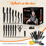 17-Piece Kitchen Precision Knives Set - Versatile Stainless Steel Knife Set With Blockstand , Ideal For Cutting, Slicing, Chopping, And Dicing