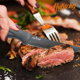 8 Pcs. Steak Knives Set - Non-Stick Coating Knives Set With Stainless Steel Blades, Unbreakable Knives, Great For Bbq Grill (Gray)