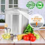 Stainless Steel Cookware Stockpot - 35 Quart, Heavy Duty Induction Pot, Soup Pot With Stainless Steel Lid