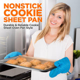 Nonstick Cookie Sheet Baking Pan With Cooling Rack - Professional Quality Kitchen Cooking Non-Stick Bake Trays With Silver Coating Inside & Outside (Pair)