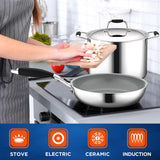 Kitchenware Pots & Pans Set - Clad Kitchen Cookware, Frypan Interior Coated With Prestige Ceramic Non-Stick Coating (12-Piece Set)