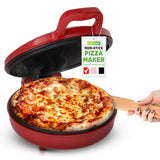 Countertop Pizza Maker - Non-Stick Electric Pizza Oven With Cool Touch Handle And Uplift Function, Includes Spatula (Red)