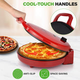 Countertop Pizza Maker - Non-Stick Electric Pizza Oven With Cool Touch Handle And Uplift Function, Includes Spatula (Red)
