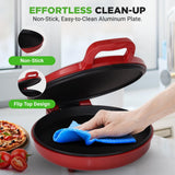 Countertop Pizza Maker - Non-Stick Electric Pizza Oven With Cool Touch Handle And Uplift Function, Includes Spatula (Red)