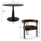 New Haven & Mia 35" Black Round Dining Table Set for 2 (3-Piece)