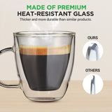 4 Pcs. Of Clear Glass Coffee Mug - Elegant Clear Glasses With Convenient Handles, For Hot And Cold Drinks