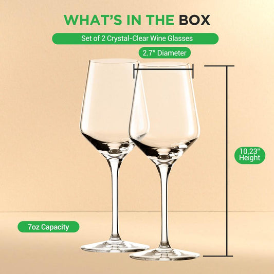 2 Pcs. Of Crystal Wine Glass - Ultra Clear, Elegant Crystal-Clear Wine Glass