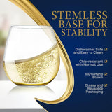 4 Pcs. Of Crystal-Clear Stemless Wine Glass - Ultra Clear And Thin, Elegant Clear Wine Glasses, Hand Blown