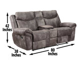 Nashville 3-Piece Manual Reclining Set, Grey