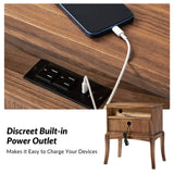 Dominique 28"Tall Solid Wood Nightstand with Hidden Outlet(Optional Types)