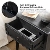 Joah 28"Tall Farmhouse 2-Drawer Nightstand with Built-in Charging(Optional Types)