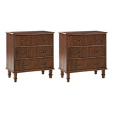 Galatea 3-Drawer Rustic Nightstand with Charging Station(Optional Types)