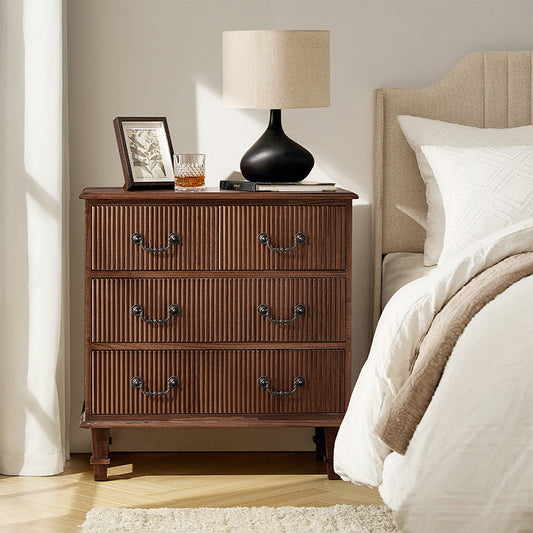 Galatea 3-Drawer Rustic Nightstand with Charging Station(Optional Types)