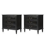 Farmhouse Solid Wood Nightstand with Fluted Drawer(Optional Types)