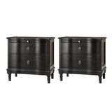 Solid Wood 2 Drawer Nightstand with Charging Ports & Pull-Out Shelf(Optional Types)