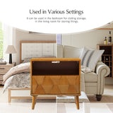 Rosalba Open Shelf Nightstand with Cable Management & Hidden Drawer(Optional Types)