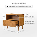 Rosalba Open Shelf Nightstand with Cable Management & Hidden Drawer(Optional Types)
