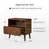 Rosalba Open Shelf Nightstand with Cable Management & Hidden Drawer(Optional Types)
